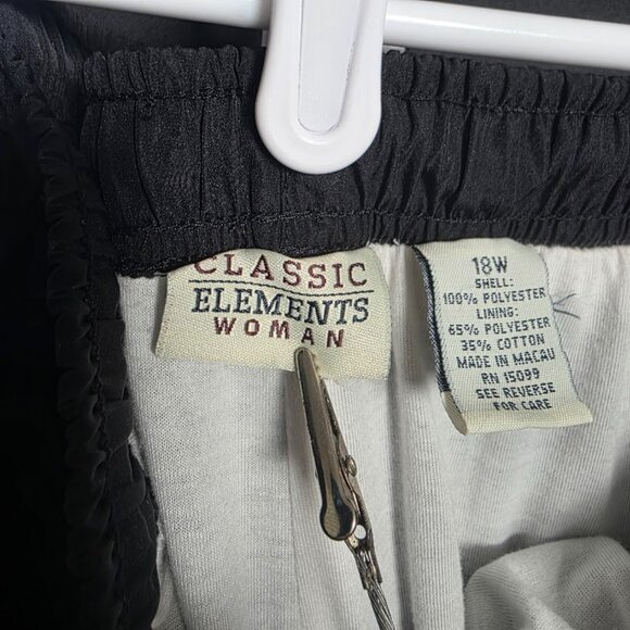 Classic Elements Woman Pants 18W Black Windbreaker Track Lined Velcro Ankle Y2K - Picture 5 of 7